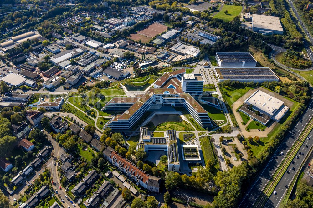 Aerial image Essen - New construction of the company administration building ALDI-Nord Campus on Eckenbergstrasse in Essen at Ruhrgebiet in the state North Rhine-Westphalia, Germany