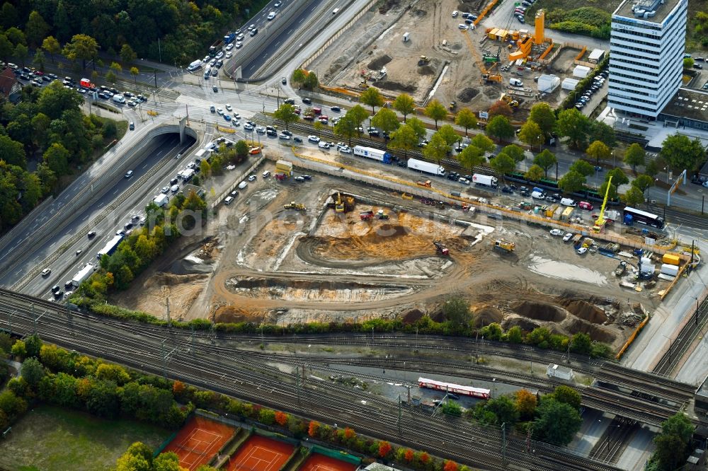 Hannover from above - New construction of the company administration building of Continental AG on Hans-Boeckler-Allee in the district Suedstadt-Bult in Hannover in the state Lower Saxony, Germany