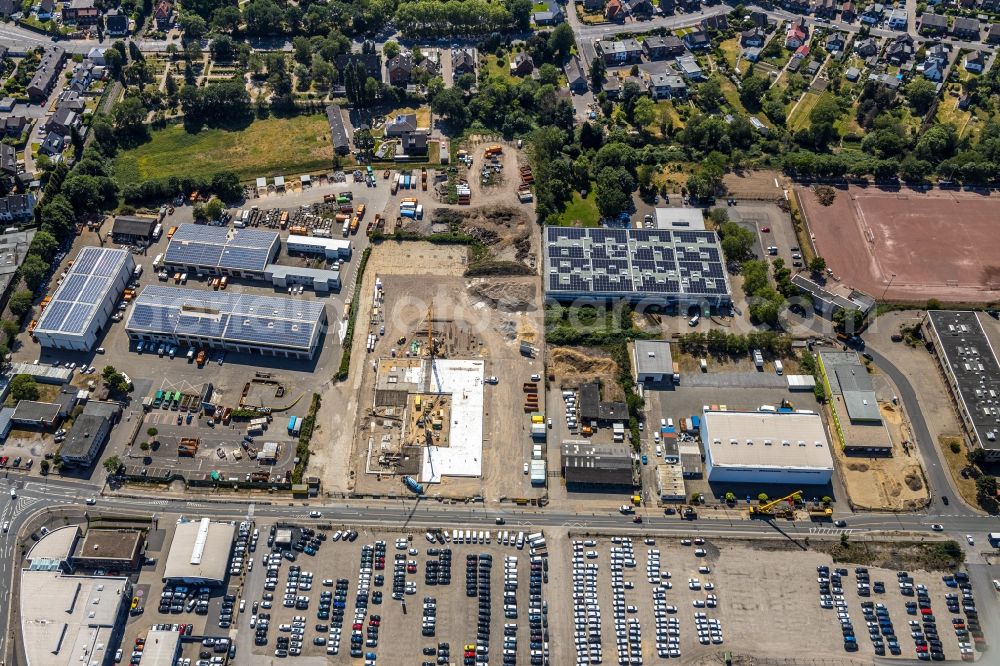 Aerial image Moers - New construction of the company administration building of ENNI-Gruppe on the site of the old carpentry Cleve on Jostenhof-Areal Am Jostenhof in Moers in the state North Rhine-Westphalia, Germany