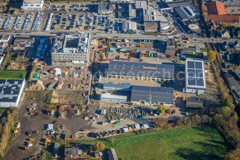 Moers from above - New construction of the company administration building of ENNI-Gruppe on the site of the old carpentry Cleve on Jostenhof-Areal Am Jostenhof in Moers in the state North Rhine-Westphalia, Germany