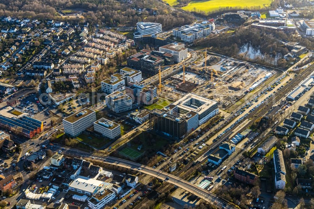 Aerial photograph Ratingen - New construction of the company administration building Esprit Europe GmbH Headquarters in the district Homberg in Ratingen in the state North Rhine-Westphalia, Germany