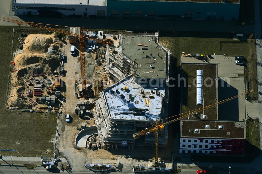 Aerial image Berlin - New construction of the company administration building EvoLogics GmbH on Wagner-Regeny-Strasse in the district Johannisthal in Berlin, Germany