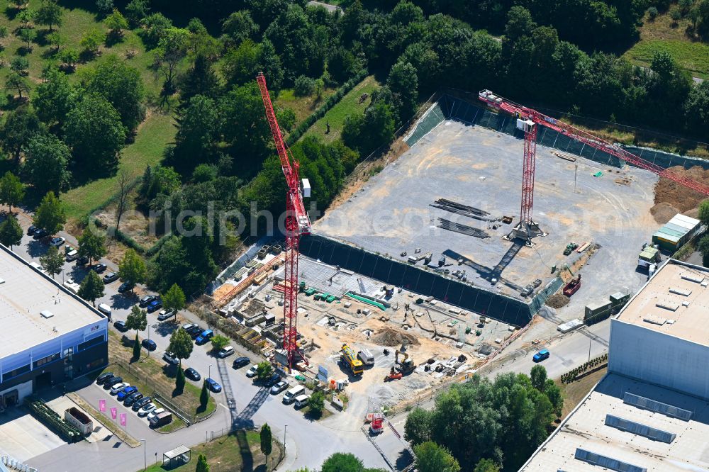 Aerial photograph Marbach am Neckar - New construction of the company administration building Headquarters of Jetter AG in Marbach am Neckar in the state Baden-Wuerttemberg, Germany