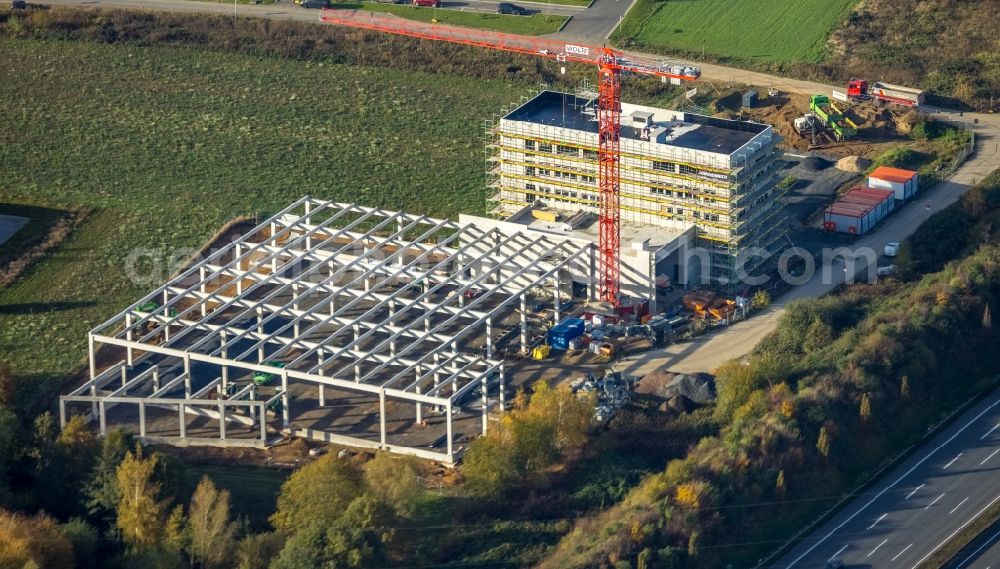 Aerial photograph Dortmund - New construction of the company administration building of Jungheinrich AG on Ernst-Abbe-Strasse in Dortmund in the state North Rhine-Westphalia, Germany