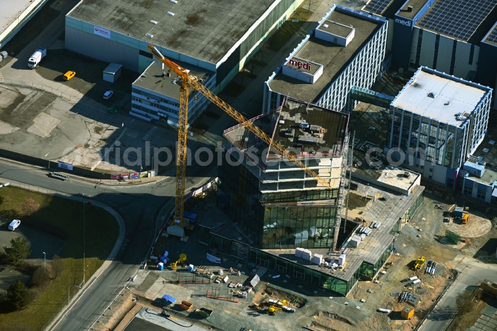 Aerial photograph Bayreuth - New construction of the company administration building of medi GmbH & Co. KG in Bayreuth in the state Bavaria, Germany