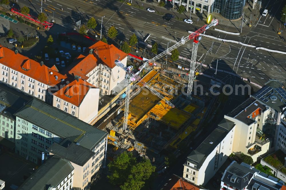 Aerial photograph Leipzig - New construction of the company administration building Grimmaische Steinweg - Johannisgasse in Leipzig in the state Saxony, Germany