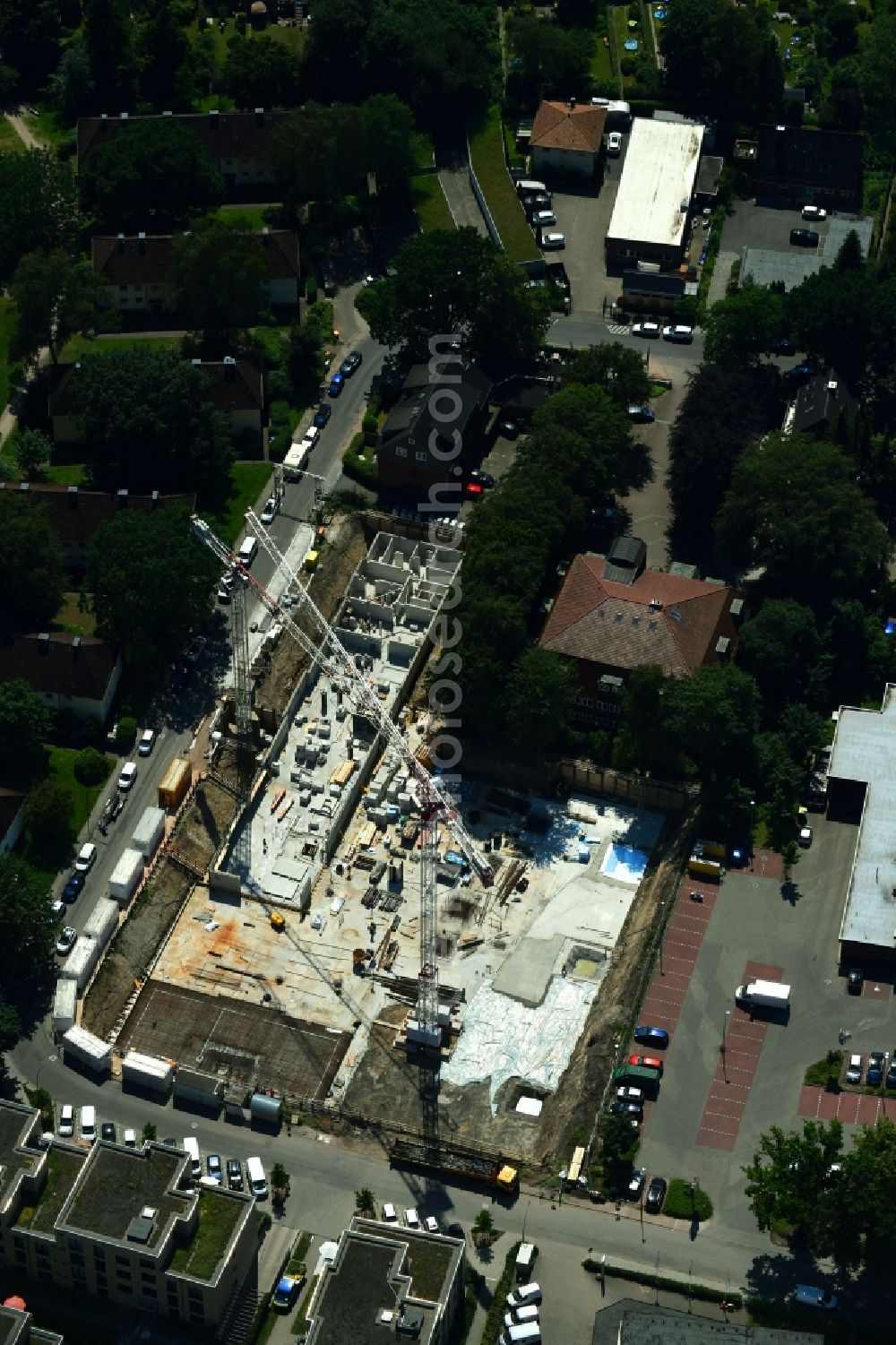 Aerial image Hamburg - New construction of the company administration building of Ppw Polyplan factoryzeuge GmbH on Riekbornweg in the district Schnelsen in Hamburg, Germany