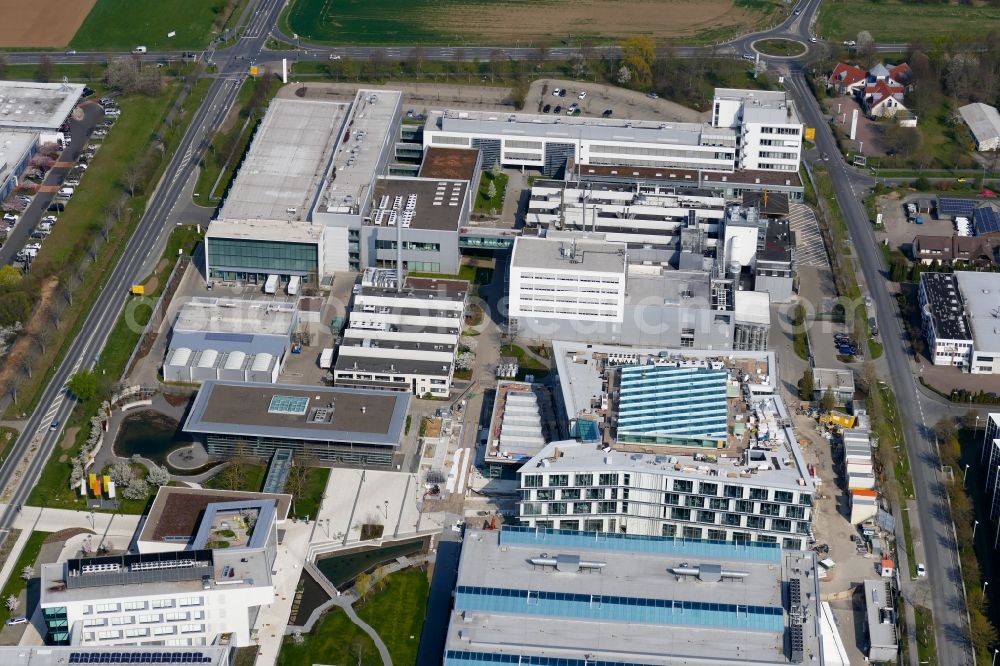 Göttingen from above - New construction of the company administration building of Sartorius AG in Goettingen in the state Lower Saxony, Germany