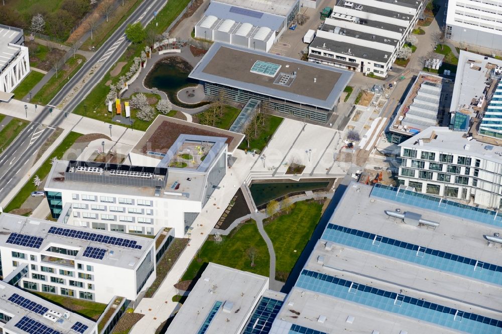 Göttingen from the bird's eye view: New construction of the company administration building of Sartorius AG in Goettingen in the state Lower Saxony, Germany