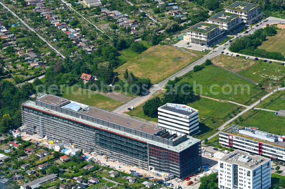 Karlsruhe from above - New construction of the company administration building Vec-tor Cam-pus on street Hirtenweg - Emmy-Noether-Strasse in the district Rintheim in Karlsruhe in the state Baden-Wuerttemberg, Germany