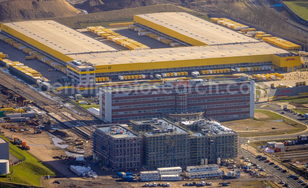 Aerial photograph Bochum - New construction of the company administration building O-Werk on street Suttner-Nobel-Allee in Bochum at Ruhrgebiet in the state North Rhine-Westphalia, Germany