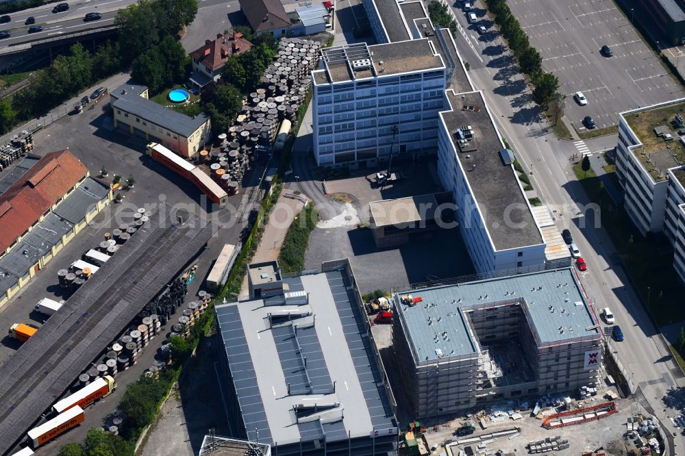 Stuttgart from above - New construction of the company administration building of WOLFF & MUeLLER Holding GmbH & Co. KG on Lorenzstrasse in Stuttgart in the state Baden-Wurttemberg, Germany