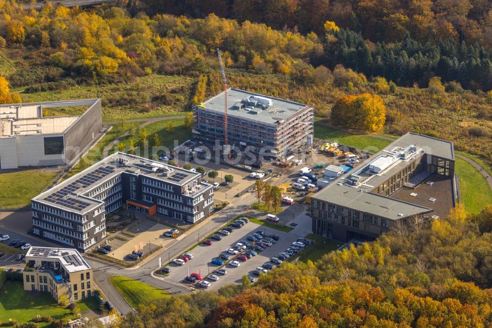 Aerial photograph Bochum - Construction site for the new building of the company building of the think about IT GmbH in the district Querenburg in Bochum in the state North Rhine-Westphalia, Germany