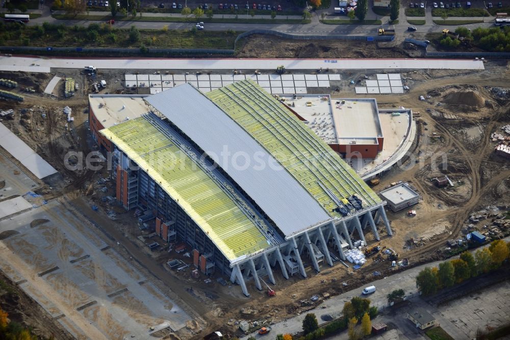 Stettin / Szczecin from the bird's eye view: View at the construction site of a new building Venue in Stettin / Szczecin in the wiowodschaft West Pomerania / Zachodniopomorskie in Poland