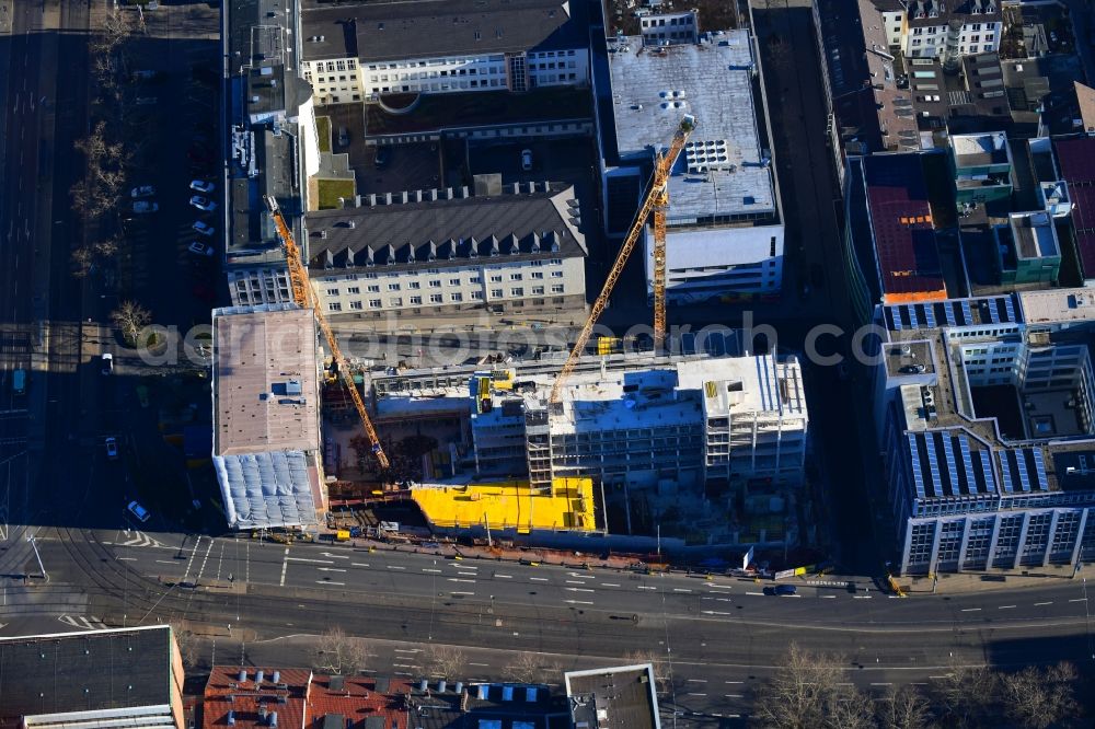 Aerial image Kassel - Construction site of banking administration building of the financial services company on Garde-du-Corps-Strasse in Kassel in the state Hesse, Germany