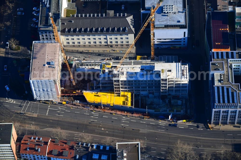 Aerial photograph Kassel - Construction site of banking administration building of the financial services company on Garde-du-Corps-Strasse in Kassel in the state Hesse, Germany