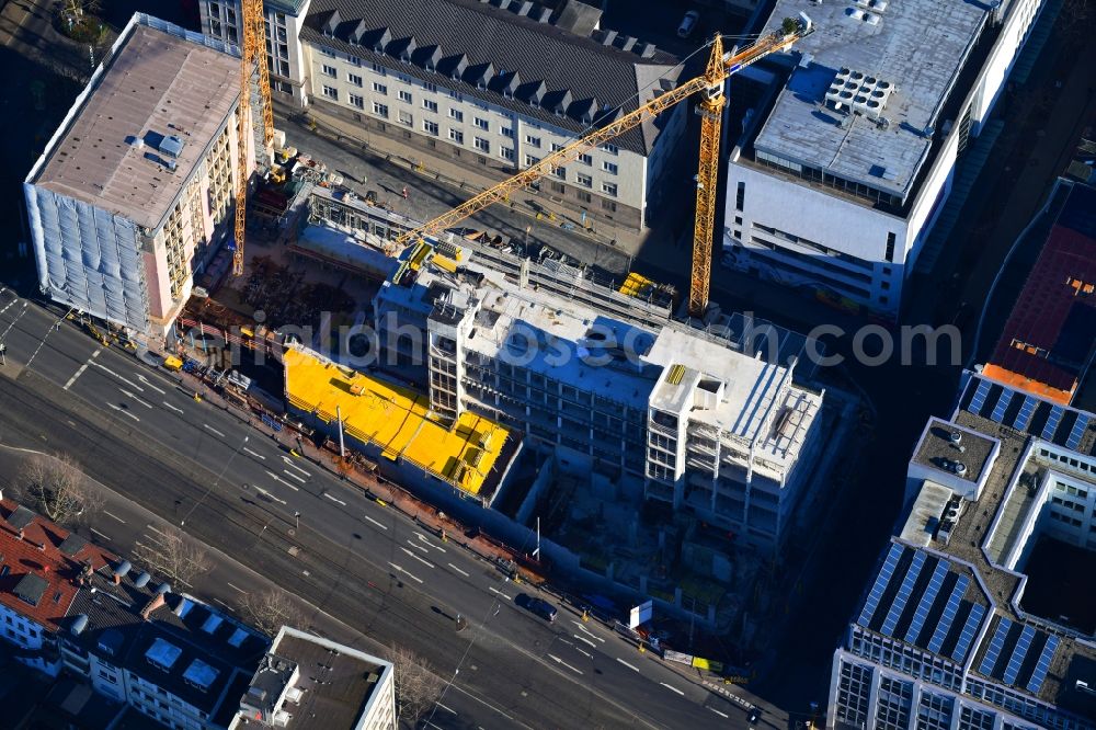 Kassel from the bird's eye view: Construction site of banking administration building of the financial services company on Garde-du-Corps-Strasse in Kassel in the state Hesse, Germany