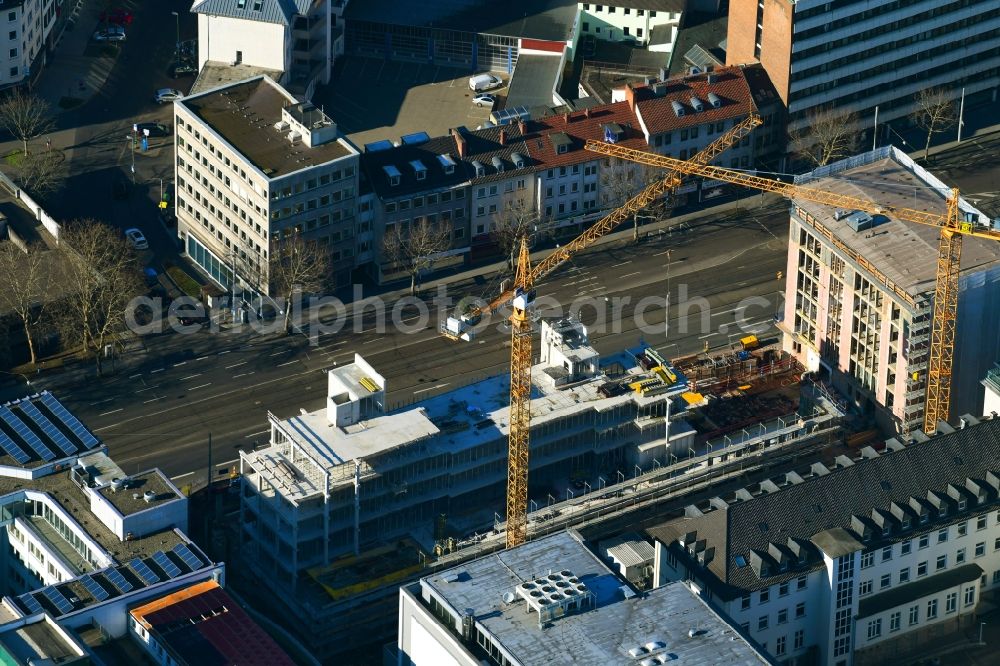 Aerial photograph Kassel - Construction site of banking administration building of the financial services company on Garde-du-Corps-Strasse in Kassel in the state Hesse, Germany