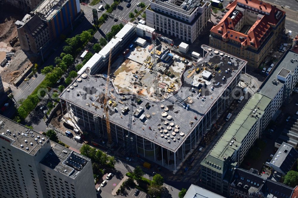 Aerial photograph Leipzig - Construction site of banking administration building of the financial services company SAB - Forum - Saechsische Aufbaubank in Leipzig in the state Saxony, Germany