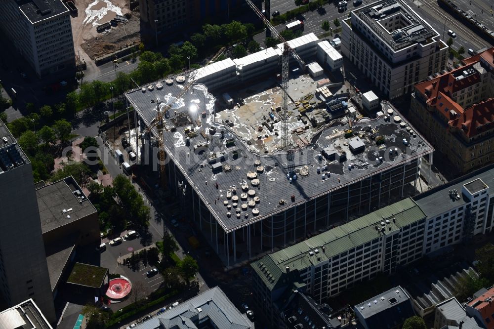 Leipzig from above - Construction site of banking administration building of the financial services company SAB - Forum - Saechsische Aufbaubank in Leipzig in the state Saxony, Germany