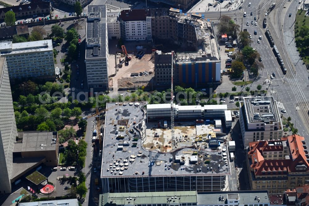 Aerial photograph Leipzig - Construction site of banking administration building of the financial services company SAB - Forum - Saechsische Aufbaubank in Leipzig in the state Saxony, Germany