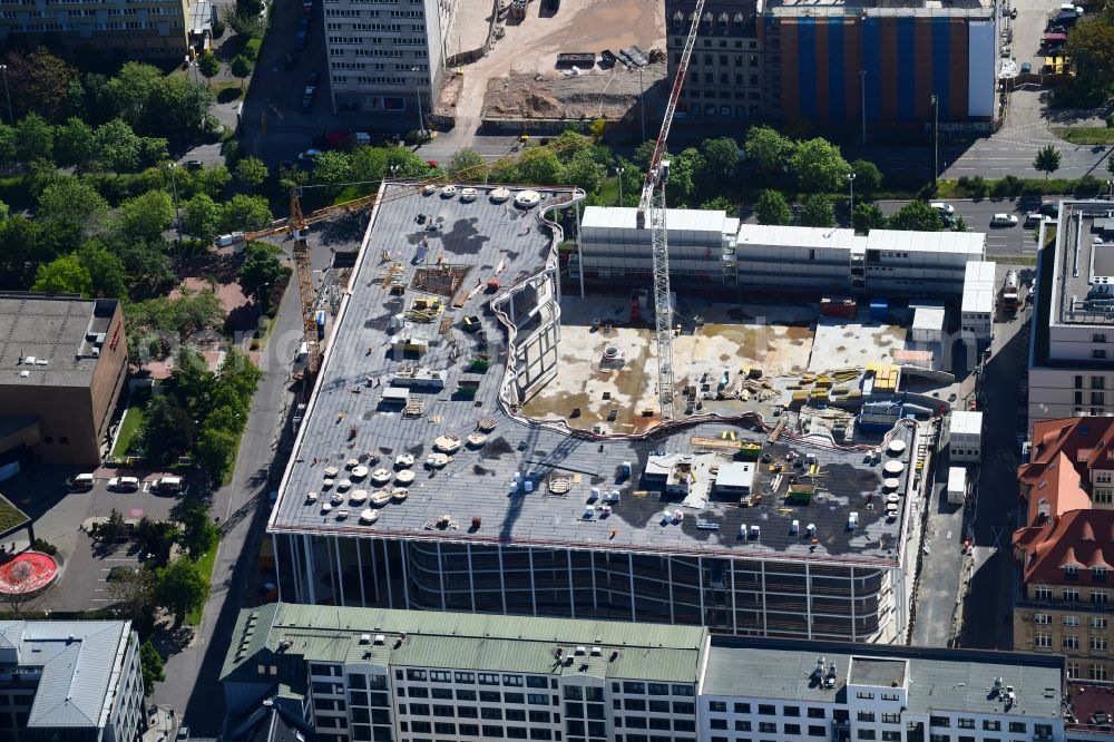 Leipzig from above - Construction site of banking administration building of the financial services company SAB - Forum - Saechsische Aufbaubank in Leipzig in the state Saxony, Germany