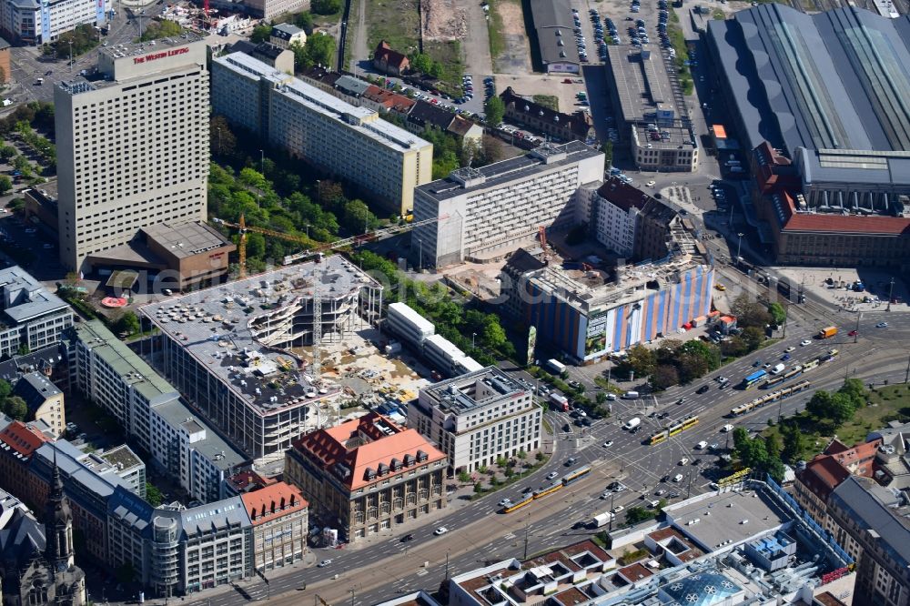 Aerial image Leipzig - Construction site of banking administration building of the financial services company SAB - Forum - Saechsische Aufbaubank in Leipzig in the state Saxony, Germany