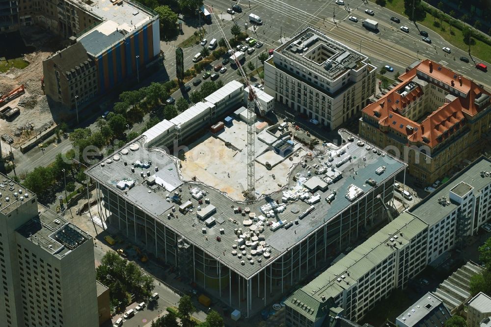 Aerial image Leipzig - Construction site of banking administration building of the financial services company SAB - Forum - Saechsische Aufbaubank in Leipzig in the state Saxony, Germany