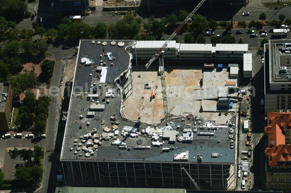 Aerial photograph Leipzig - Construction site of banking administration building of the financial services company SAB - Forum - Saechsische Aufbaubank in Leipzig in the state Saxony, Germany