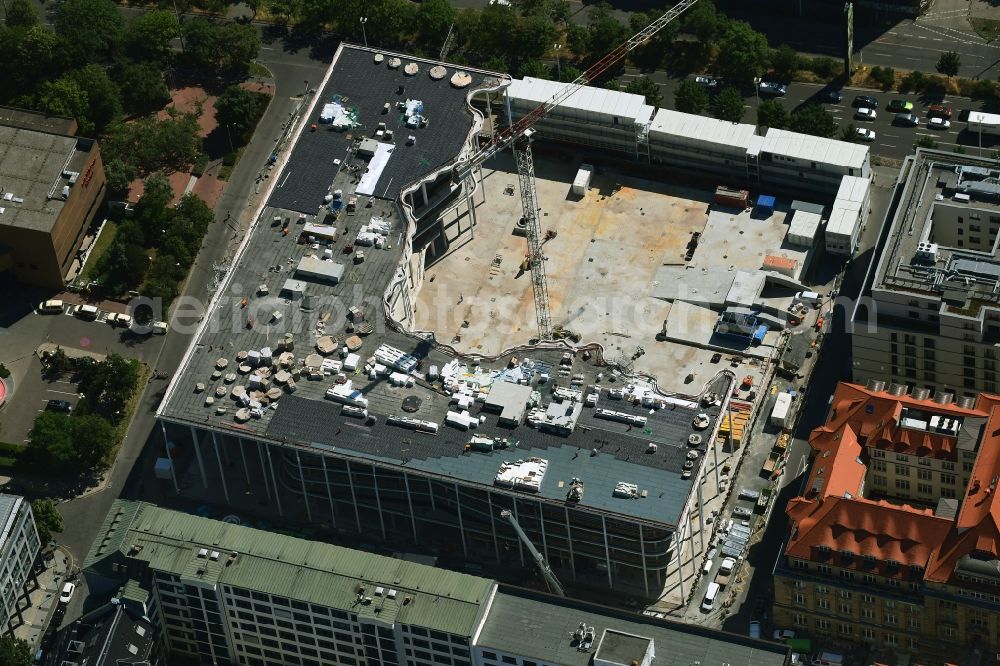 Leipzig from above - Construction site of banking administration building of the financial services company SAB - Forum - Saechsische Aufbaubank in Leipzig in the state Saxony, Germany