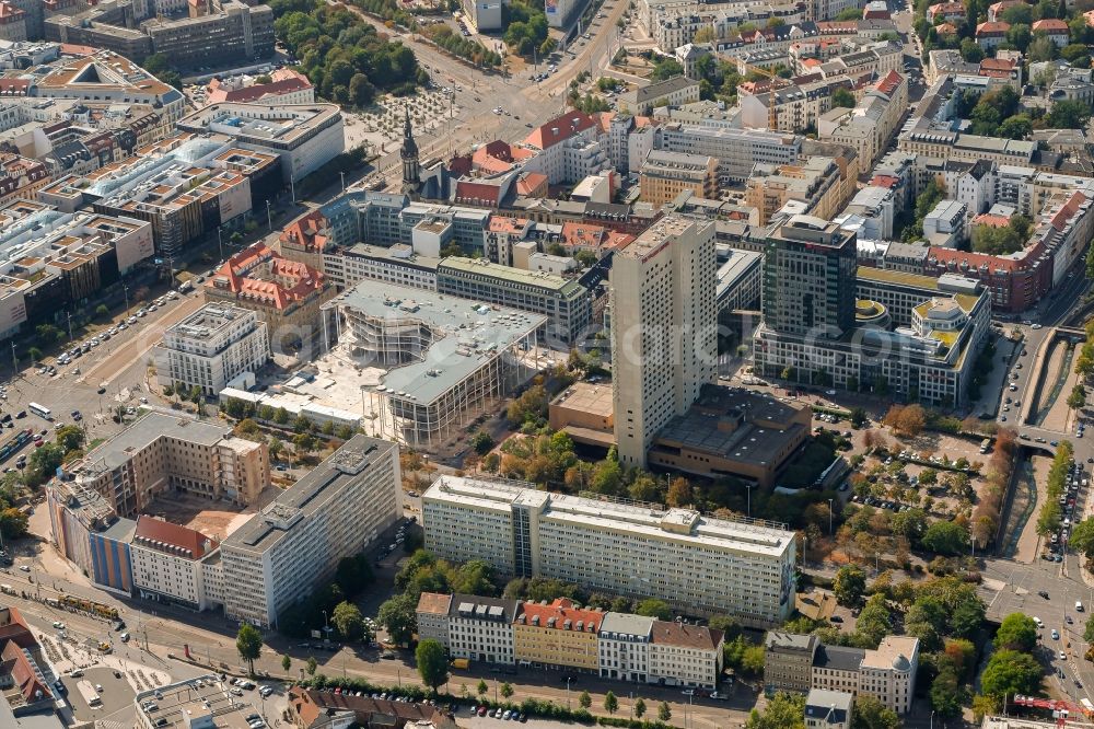 Aerial photograph Leipzig - Construction site of banking administration building of the financial services company SAB - Forum - Saechsische Aufbaubank in Leipzig in the state Saxony, Germany