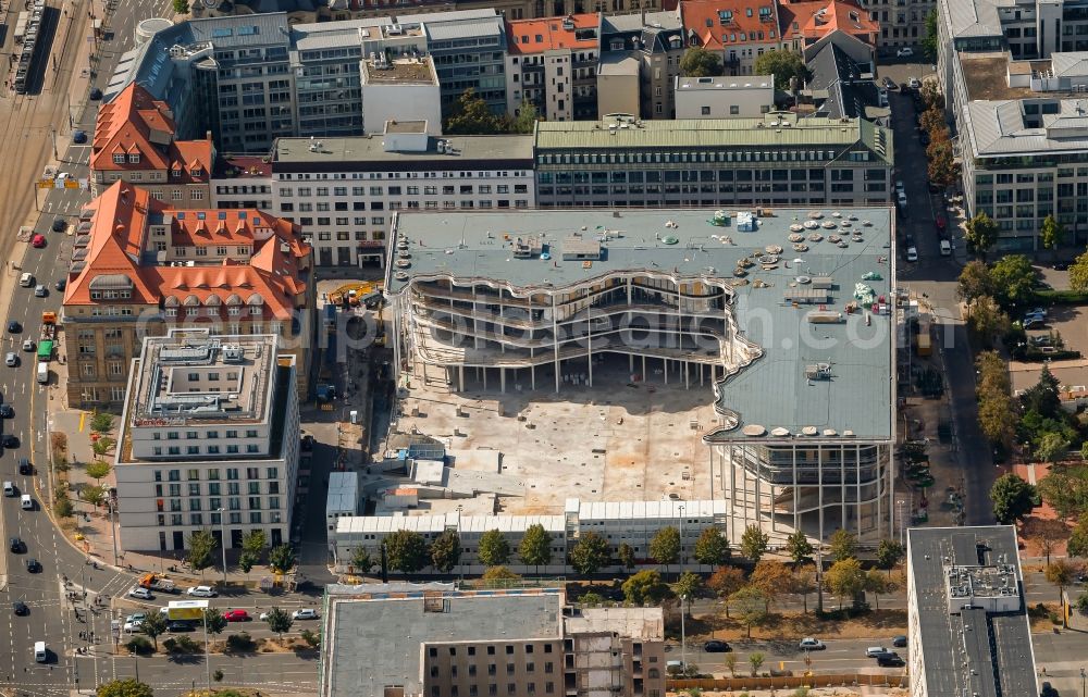 Aerial image Leipzig - Construction site of banking administration building of the financial services company SAB - Forum - Saechsische Aufbaubank in Leipzig in the state Saxony, Germany