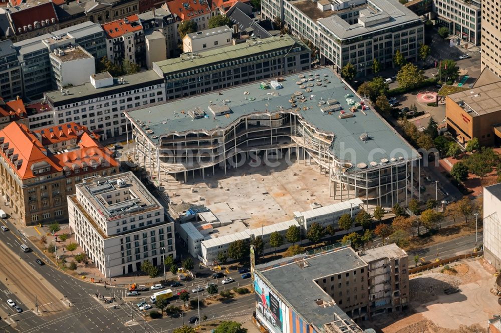 Aerial photograph Leipzig - Construction site of banking administration building of the financial services company SAB - Forum - Saechsische Aufbaubank in Leipzig in the state Saxony, Germany