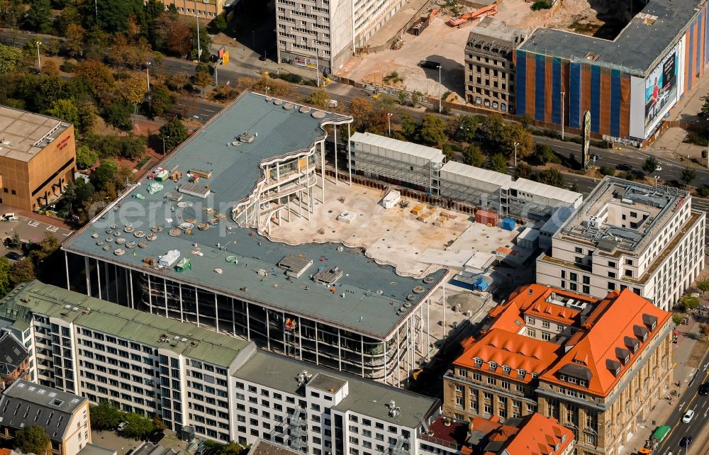 Leipzig from above - Construction site of banking administration building of the financial services company SAB - Forum - Saechsische Aufbaubank in Leipzig in the state Saxony, Germany