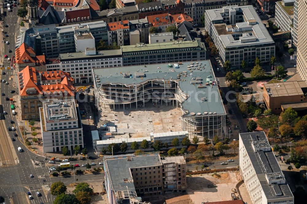 Aerial photograph Leipzig - Construction site of banking administration building of the financial services company SAB - Forum - Saechsische Aufbaubank in Leipzig in the state Saxony, Germany