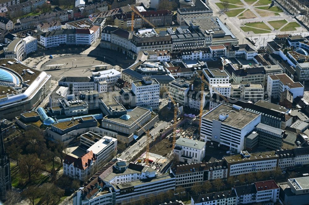 Kassel from above - Construction site of banking administration building S-Finanz-Campus of the financial services company of Kasseler Sparkasse on Spohrstrasse in the district Mitte in Kassel in the state Hesse, Germany