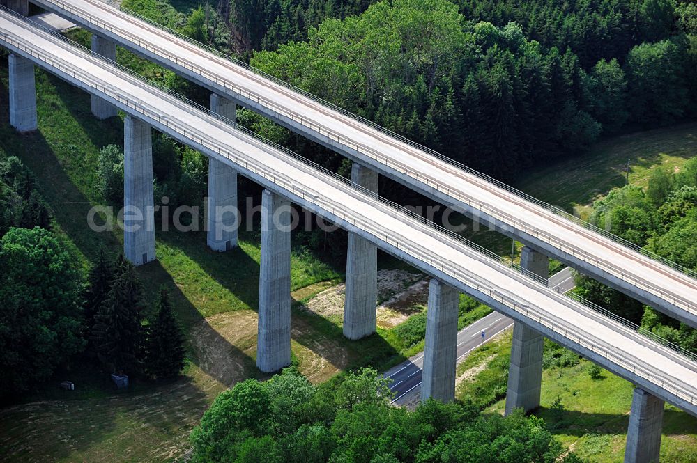 Aerial photograph Finneland - New construction site viaduct of the railway bridge construction Saubachtalbruecke in Finneland in the state Saxony-Anhalt, Germany