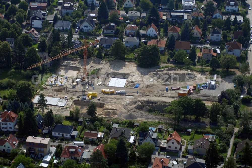 Berlin from above - Construction site of residential area of single-family settlement on street Lichtweg - Werdohler Weg in the district Tegel in Berlin, Germany