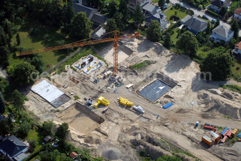 Berlin from the bird's eye view: Construction site of residential area of single-family settlement on street Lichtweg - Werdohler Weg in the district Tegel in Berlin, Germany