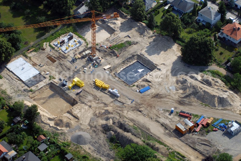 Aerial image Berlin - Construction site of residential area of single-family settlement on street Lichtweg - Werdohler Weg in the district Tegel in Berlin, Germany