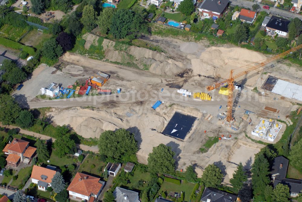 Berlin from above - Construction site of residential area of single-family settlement on street Lichtweg - Werdohler Weg in the district Tegel in Berlin, Germany