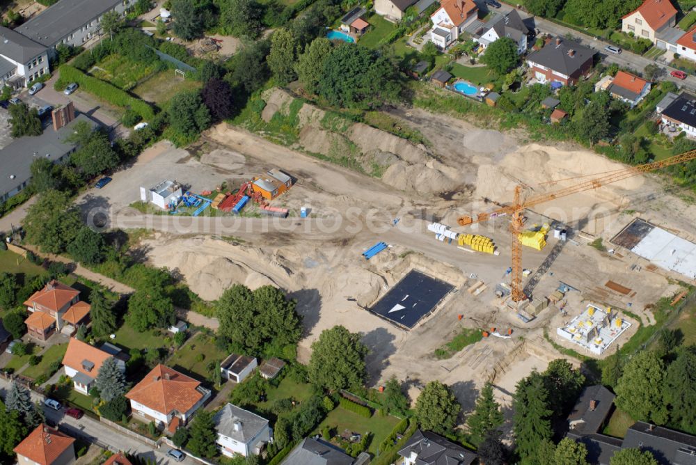 Berlin from the bird's eye view: Construction site of residential area of single-family settlement on street Lichtweg - Werdohler Weg in the district Tegel in Berlin, Germany