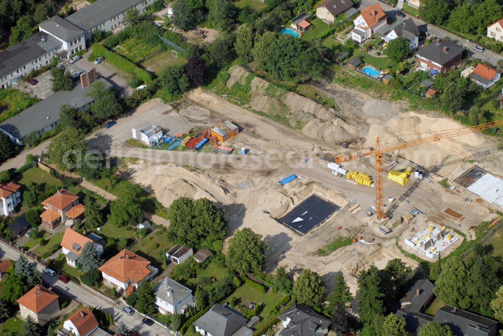 Aerial image Berlin - Construction site of residential area of single-family settlement on street Lichtweg - Werdohler Weg in the district Tegel in Berlin, Germany