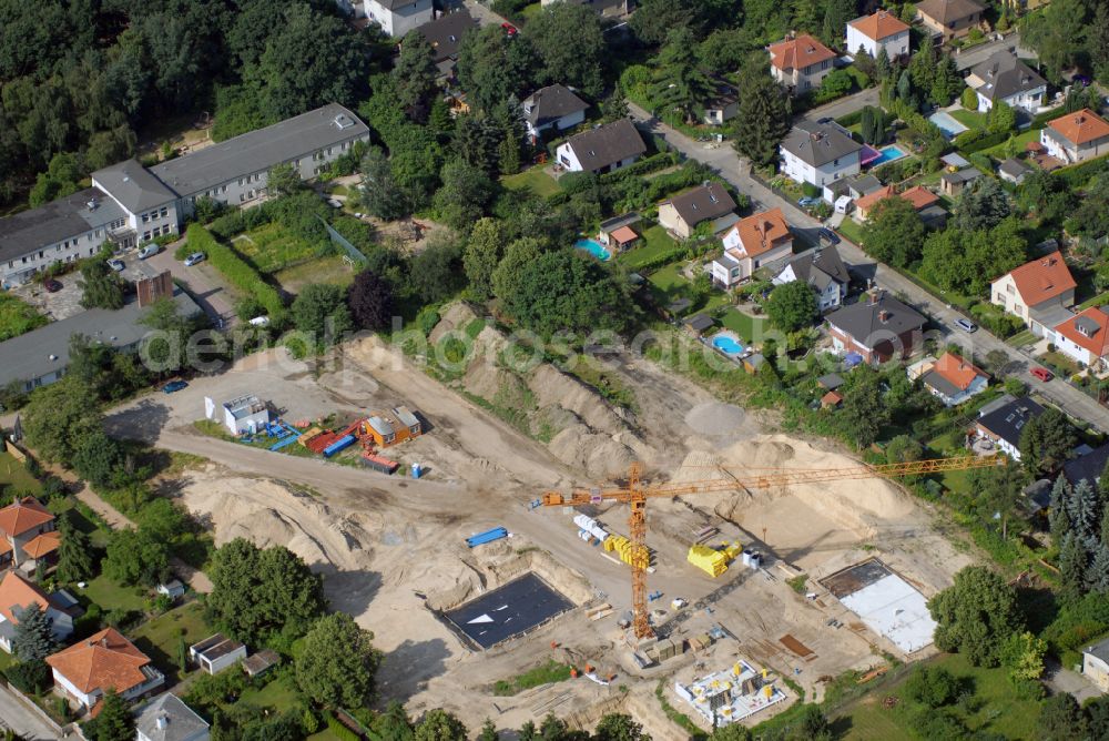 Berlin from above - Construction site of residential area of single-family settlement on street Lichtweg - Werdohler Weg in the district Tegel in Berlin, Germany