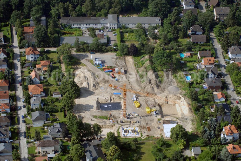 Berlin from above - Construction site of residential area of single-family settlement on street Lichtweg - Werdohler Weg in the district Tegel in Berlin, Germany