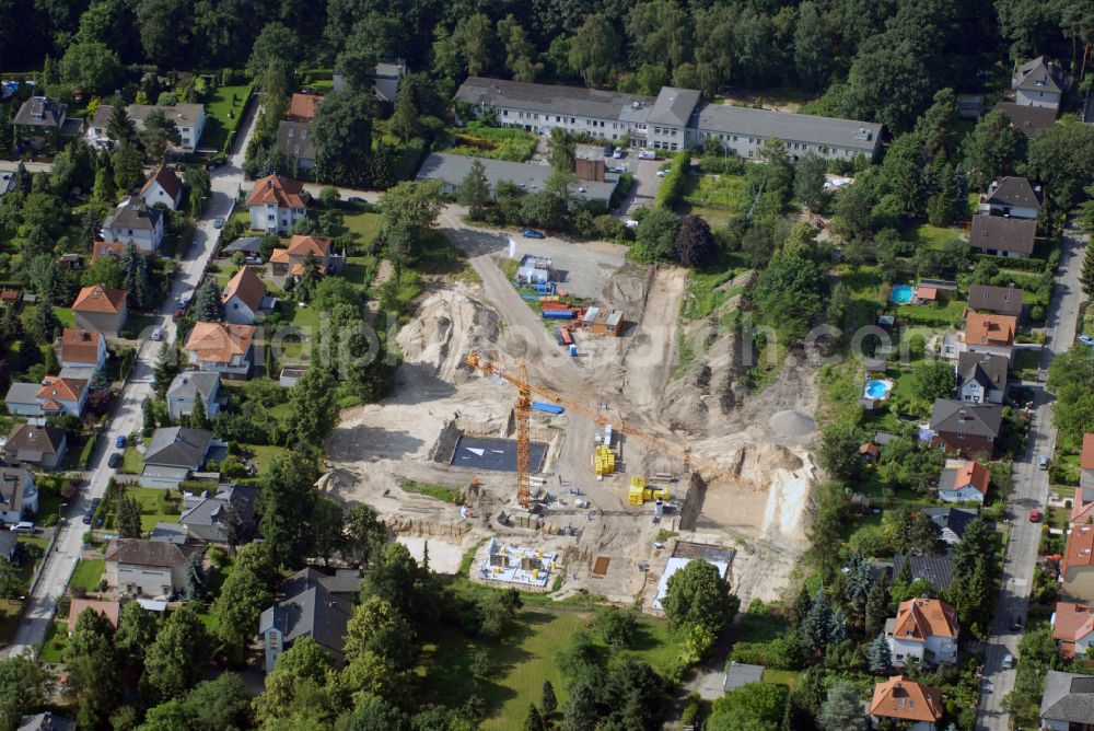 Aerial image Berlin - Construction site of residential area of single-family settlement on street Lichtweg - Werdohler Weg in the district Tegel in Berlin, Germany