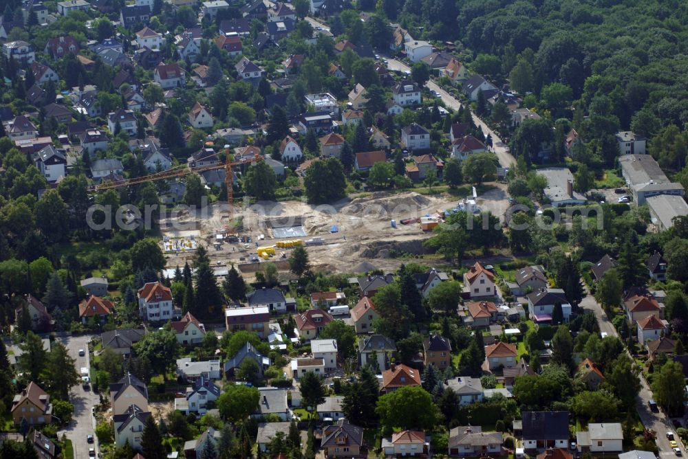 Berlin from above - Construction site of residential area of single-family settlement on street Lichtweg - Werdohler Weg in the district Tegel in Berlin, Germany