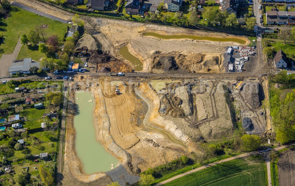 Aerial image Hamm - Construction site of residential area of single-family settlement on street Erlenkamp in the district Norddinker in Hamm at Ruhrgebiet in the state North Rhine-Westphalia, Germany