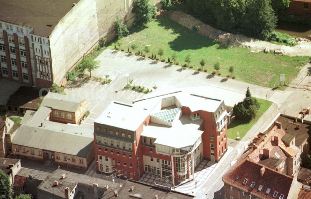 Forst / BRB from the bird's eye view: Neubau der Volksbank im Stadtzentrum Forst