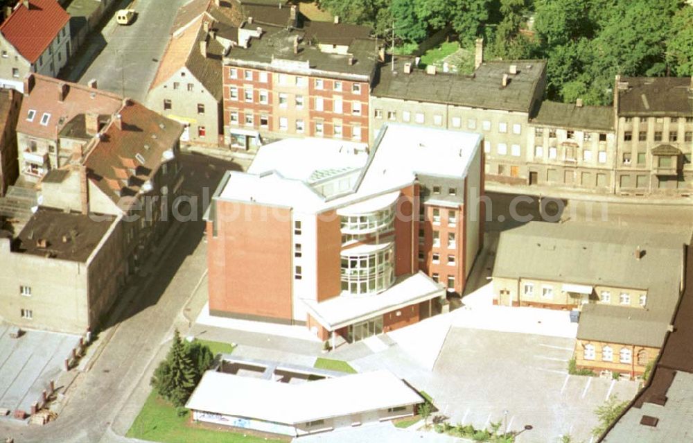 Aerial image Forst / BRB - Neubau der Volksbank im Stadtzentrum Forst